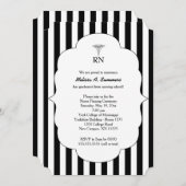 式をピンで止めているRNのナースは黒のストライブ柄を誘います 招待状 (正面/裏面)