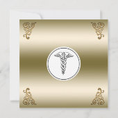 式をピンで止めるRNのナースの卒業パーティー|の金ゴールド 招待状 (裏面)