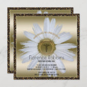 式をピンで止めるRNのナースの卒業|のデイジーの金ゴールド 招待状 (正面/裏面)