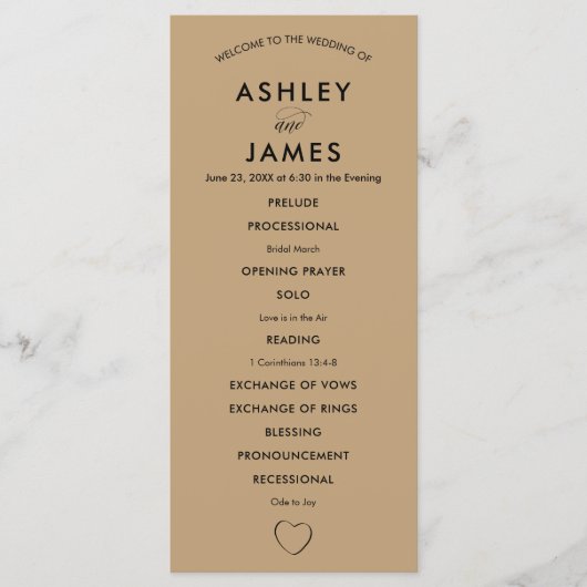 式モダンハート結婚式 プログラム (正面)