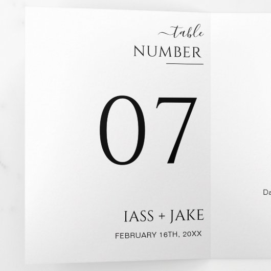 式モダン結婚式パーティーディナー愛する記憶 三つ折り招待状 (内部最初)