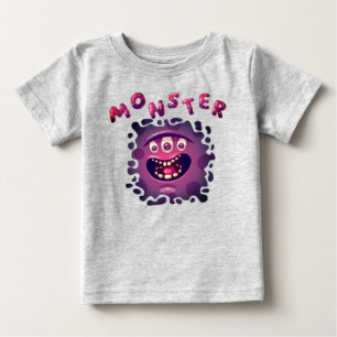 式不気味おもしろいモンスター顔 ベビーTシャツ