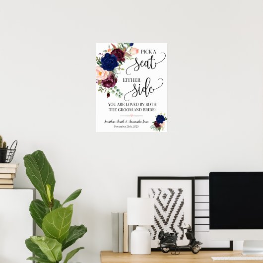式典の両側のネイビー結婚サインを選ぶ ポスター (ホームオフィス)