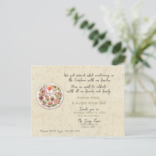 式典の後の結婚式招待状はがき インビテーションポストカード (スタンド正面)