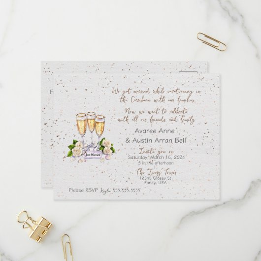 式典の後の結婚式招待状はがき インビテーションポストカード (正面/裏面インサイチュ)