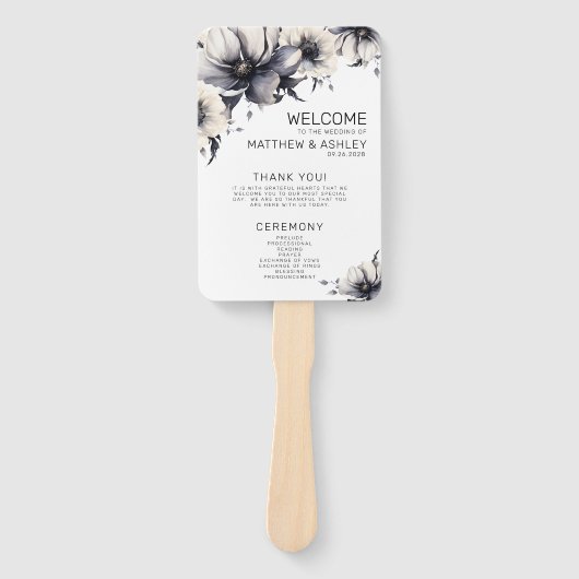 式典プログラム白黒結婚フローラ ハンドファン (正面)