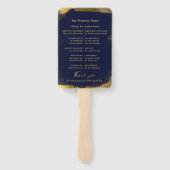 式典プログラム |ネイビー結婚ブルーの抽象芸術 ハンドファン (裏面)