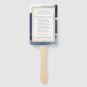 式典プログラム |ネイビー結婚ブルーの抽象芸術 ハンドファン (裏面)