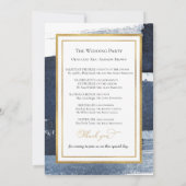 式典プログラム |ネイビー結婚ブルーの抽象芸術 招待状 (裏面)