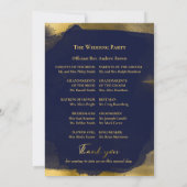 式典プログラム |ネイビー結婚ブルーの抽象芸術 招待状 (裏面)