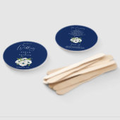 式典プログラ結婚ム |ネイビーブルーホワイトフローラ ハンドファン (組立なし)