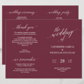 式典結婚プログラムEleganceモダン Burgundy (正面/裏面)