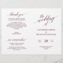 式典結婚プログラムEleganceモダン Burgundy