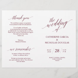 式典結婚プログラムEleganceモダン Burgundy