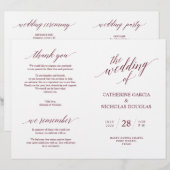 式典結婚プログラムEleganceモダン Burgundy (正面/裏面)