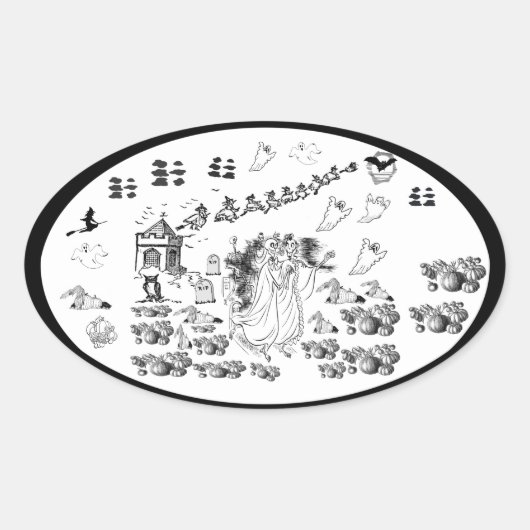 式幽霊のよく出る- 楕円形シール (正面)