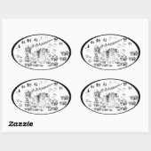 式幽霊のよく出る- 楕円形シール (シート)