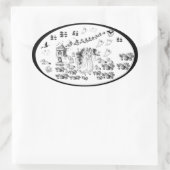 式幽霊のよく出る- 楕円形シール (バッグ)