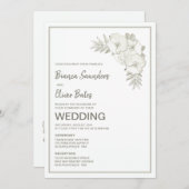 式披露宴ヴィンテージエンボス結婚フローラ 招待状 (正面/裏面)