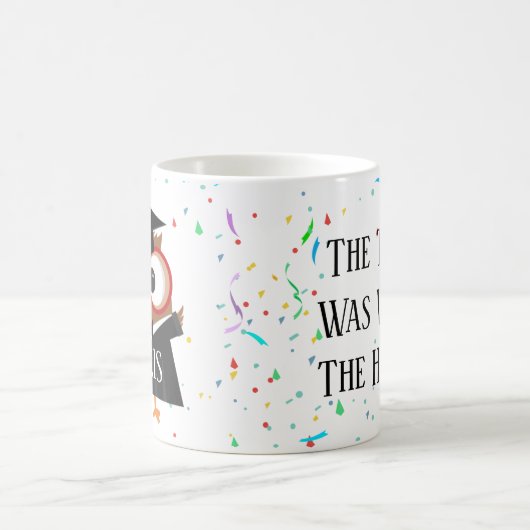 式服式帽のフクロウの卒業のマグを個人化して下さい コーヒーマグカップ (中央)