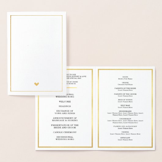 式結婚プログラムシンプルスタイリッシュハート 箔カード (ディスプレー)