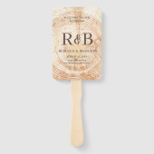 式結婚式の木素朴のモノグラム名 ハンドファン (正面)