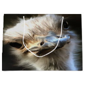 式芸術的付きダチョウおっちょこちょいのポートレート ラージペーパーバッグ (正面)