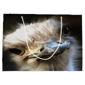 式芸術的付きダチョウおっちょこちょいのポートレート ラージペーパーバッグ (裏面)