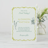 弓お洒落付きスクワイグル結婚式招待状 招待状 (スタンド正面)