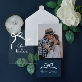 弓お洒落手引きパーソナライズされた アクリル招待状