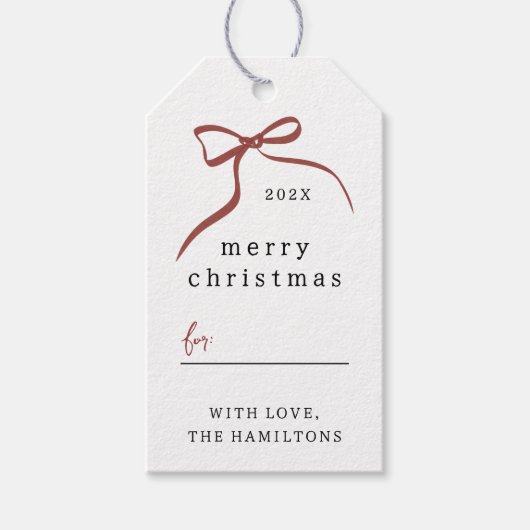 弓お洒落手引きリボン楽しいクリスマス ギフトタグ (正面)