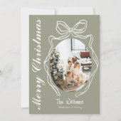 弓お洒落手描きドードル写真クリスマス シーズンカード (正面)