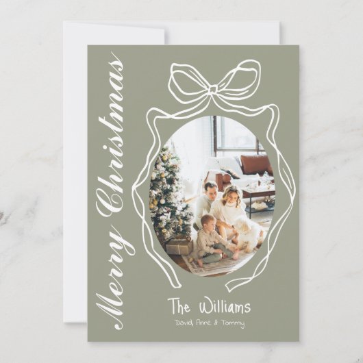 弓お洒落手描きドードル写真クリスマス シーズンカード (正面)