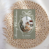 弓お洒落手描きドードル写真クリスマス シーズンカード