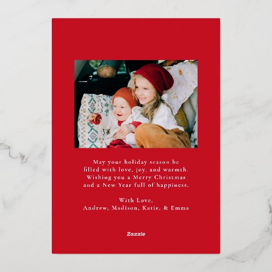 弓お洒落赤2枚フォト 箔シーズンカード (裏面)