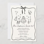 弓お洒落、手描き甘い16誕生日 招待状 (正面)