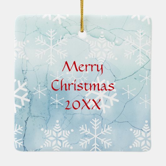 弓かわいらしクリスマス付き茶色の馬パーソナライズされた セラミックオーナメント (裏面)