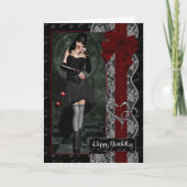 弓かわいらしリボンとレースのゴシックの少女 カード (正面)