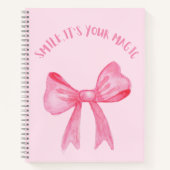 弓かわいらし付きピンクのスパイラルノート ノートブック (正面)