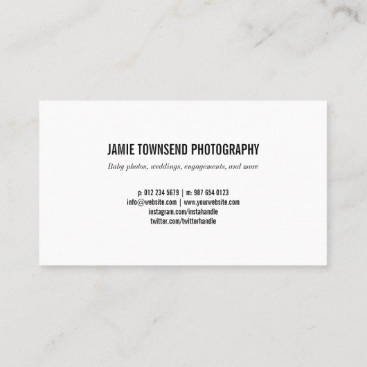 弓かわいらし枠カスタム写真ベビー 名刺 (裏面)