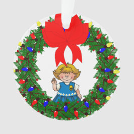 弓が付いているデイジーの金髪のマツリース オーナメント