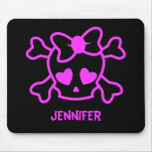 弓が付いているピンクのガーリーなemoのスカル マウスパッド (正面)