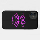弓が付いているピンクのガーリーなemoのスカル Case-Mate iPhoneケース (裏面(横))
