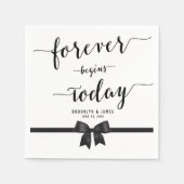 弓で白黒結婚のカクテルナプキン スタンダードカクテルナプキン (正面)