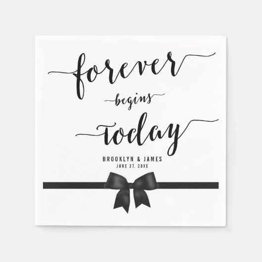 弓で白黒結婚のカクテルナプキン スタンダードカクテルナプキン (正面)