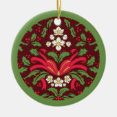 弓で結離れぶヴィンテージクリスマスホリー セラミックオーナメント (正面)