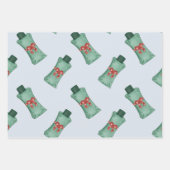 弓で緑色の化粧品のボトル ラッピングペーパーシート (正面2)