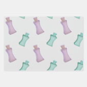 弓で緑色の化粧品のボトル ラッピングペーパーシート (正面)