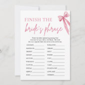 弓で花嫁のフレーズをブライダルシャワーゲーム 招待状 (正面)