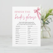 弓で花嫁のフレーズをブライダルシャワーゲーム 招待状 (スタンド正面)